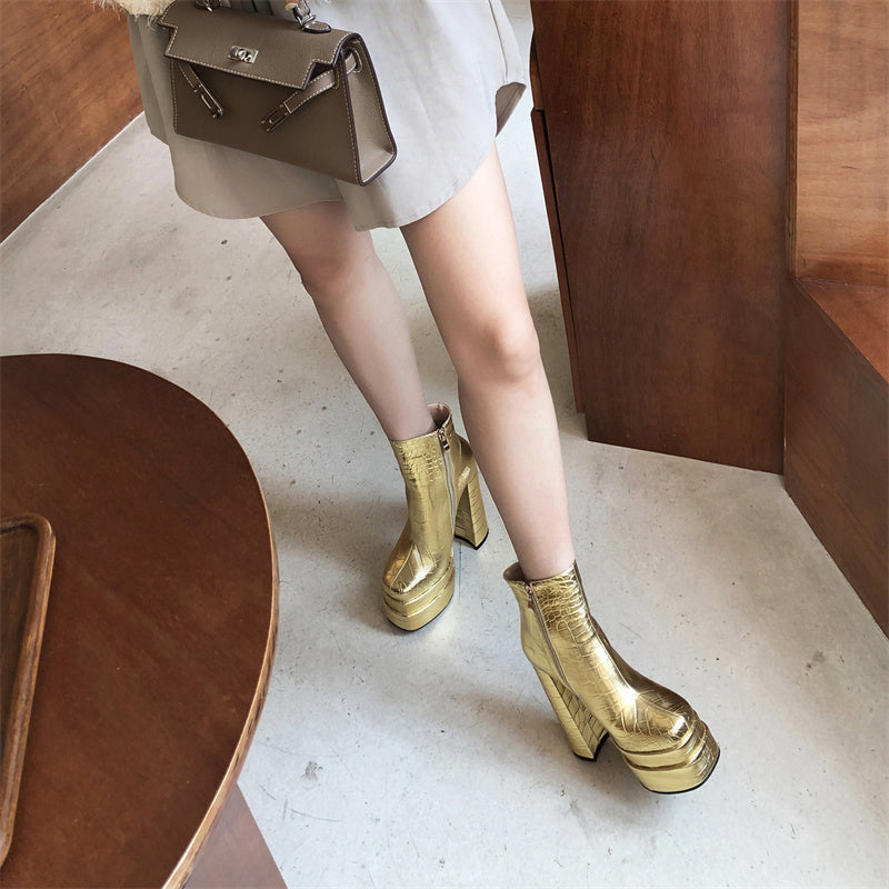 Haley Gold Ankle Boots