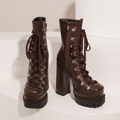 Fay Brown Platform Lace up boots