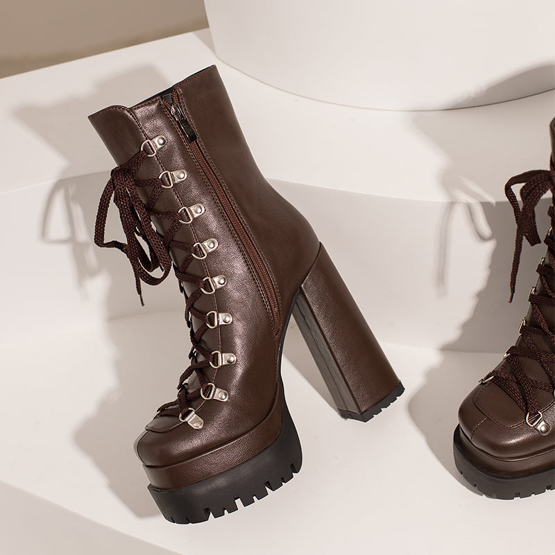 Fay Brown Platform Lace up boots