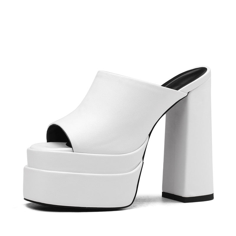 Eliana Platform High Block Heel Mules