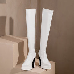 Fenix Patent Leather White Thigh High Boots