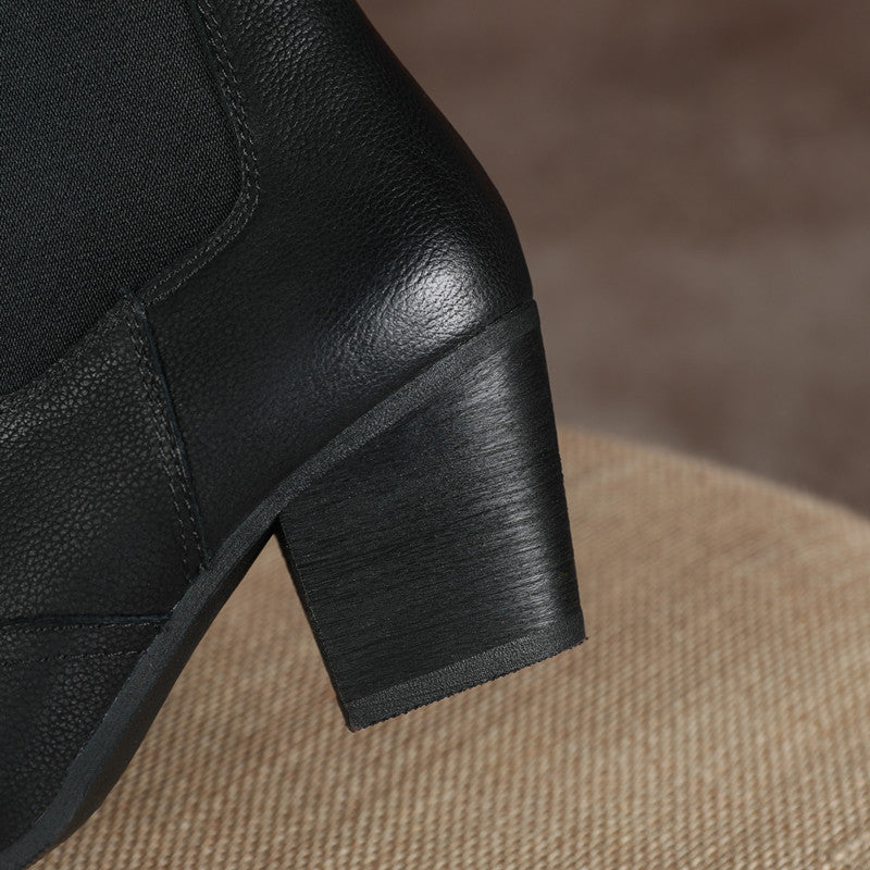 Carly Handmade Pointy Toe Heeled Ankle Boots