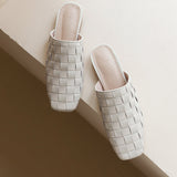 Eve Woven Leather Mules in White