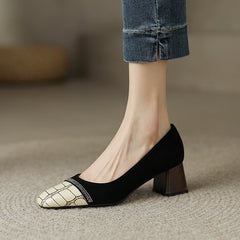 Faye Embellished Square Toe Heels Black