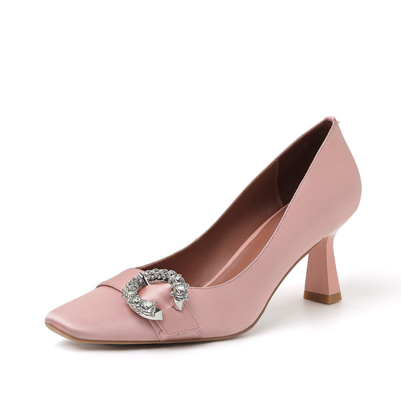 Greta Pink Satin Heels