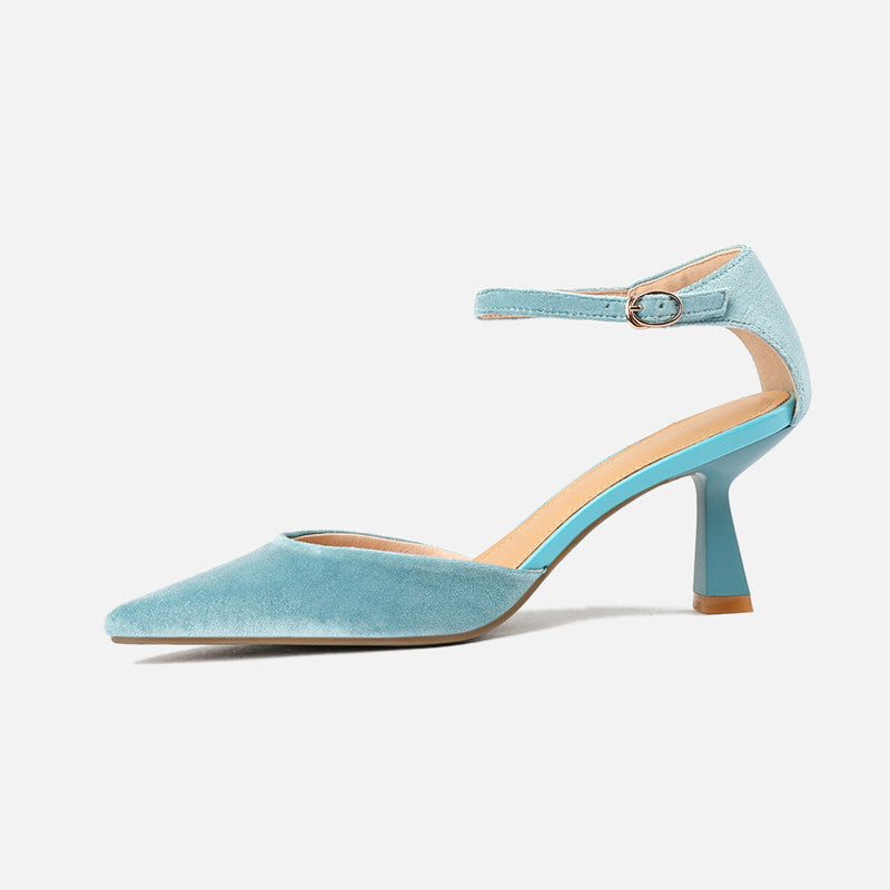 Freja Blue Velvet Heels