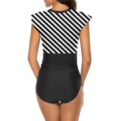 Round Neck Short Sleeve Stretchy Bodycon Swimsuit YS20002