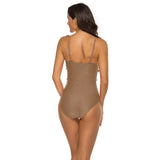 V Neck Sleeveless Ruffle Bodycon Swimsuit YSL0180