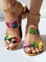 Colorful Rhinestones Geo Deco Sandals