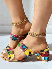 Colorful Rhinestones Geo Deco Sandals